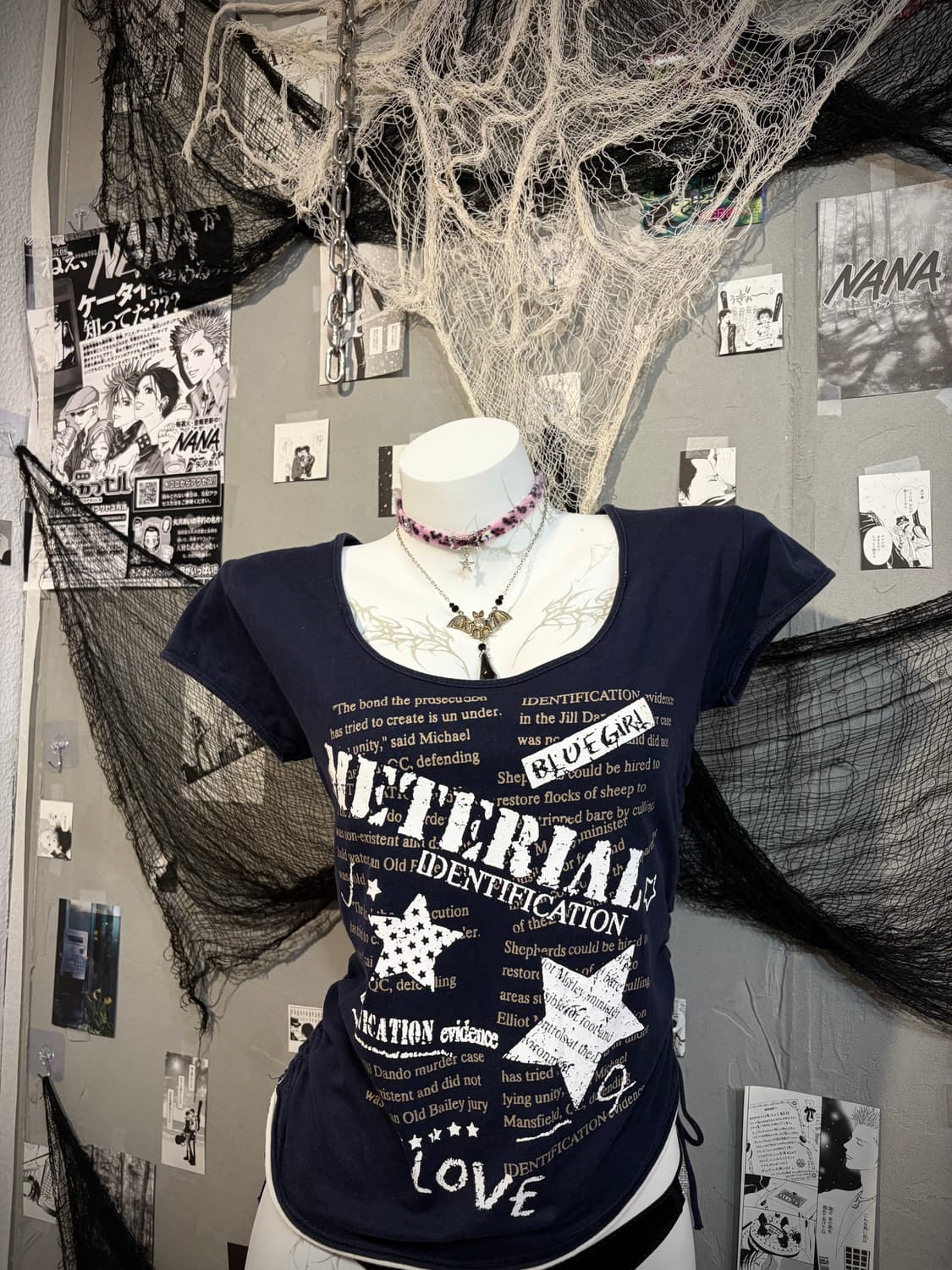 Y2K star lettering shirring short sleeve 상품이미지7