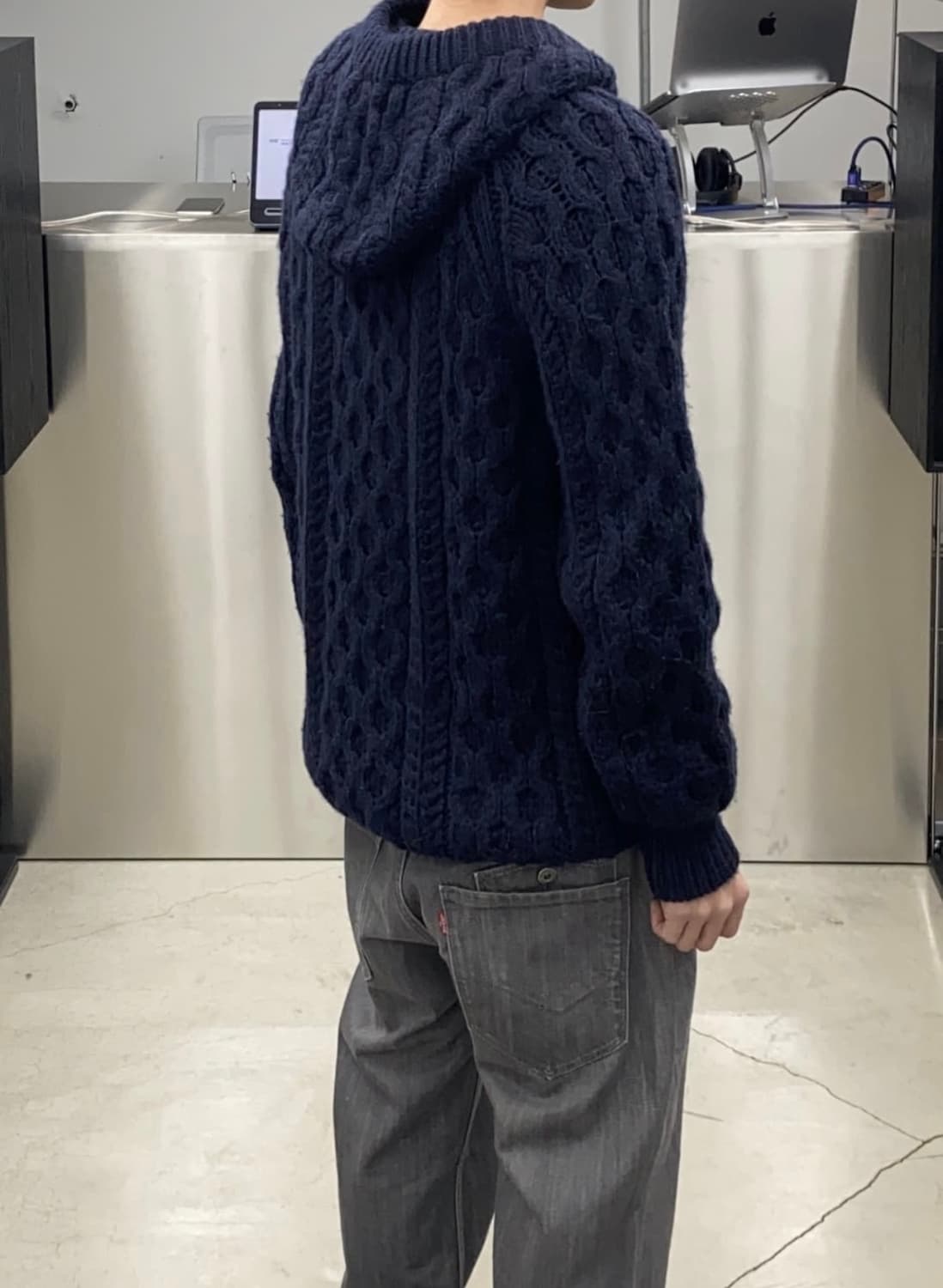 언유즈드 알파카 울 케이블 니트 후디 상품이미지5