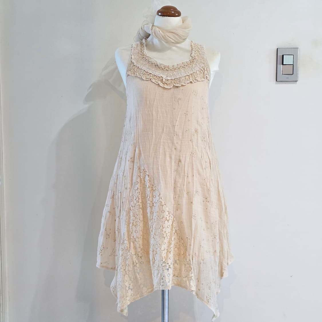 아이보리 모리걸st 언발 레이스 캉캉 슬리브리스 롱원피스 상품이미지3