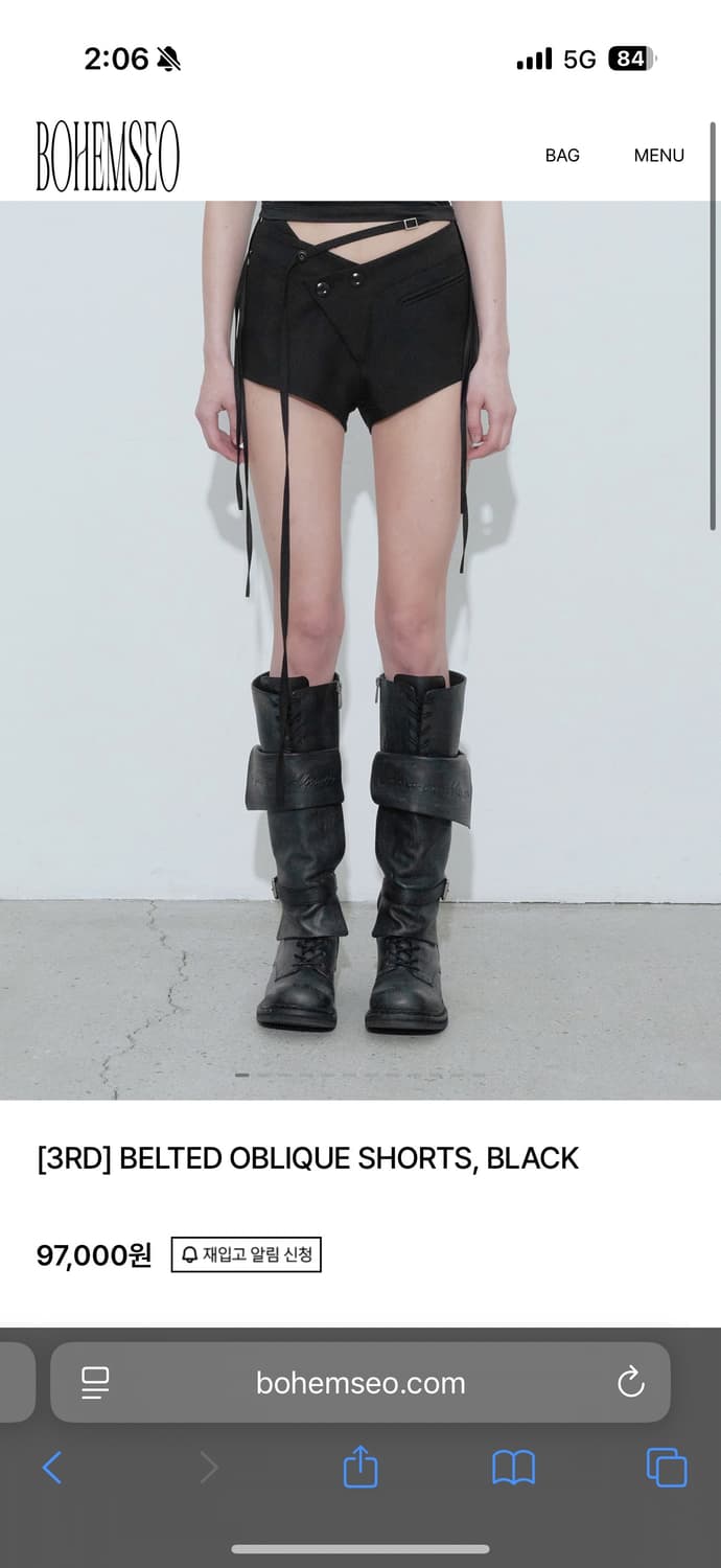 BELTED OBLIQUE SHORTS, BLACK 2 판매 상품이미지1