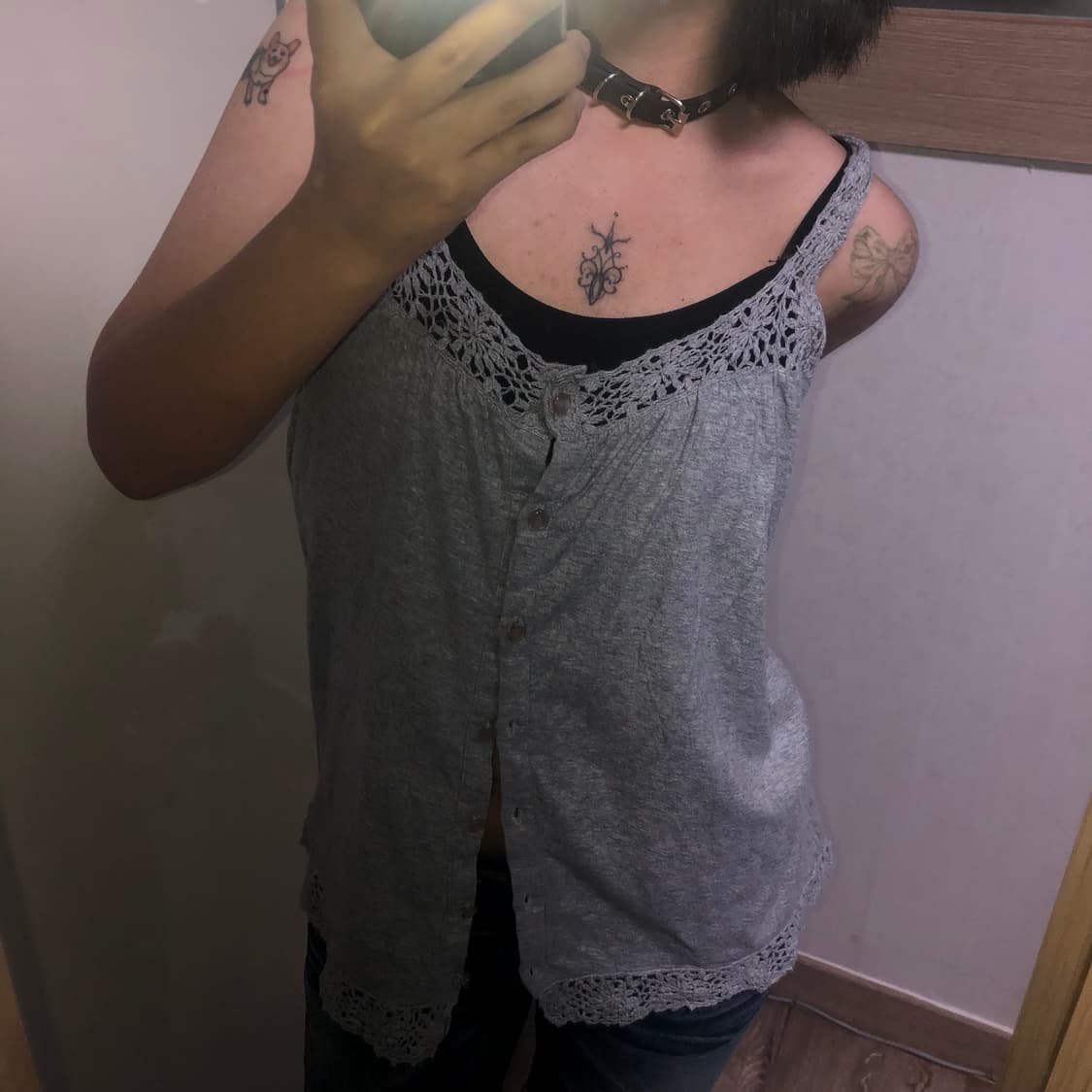 빈티지 y2k 바선생 크로셰 레이어드 슬리브리스 나시 상품이미지5