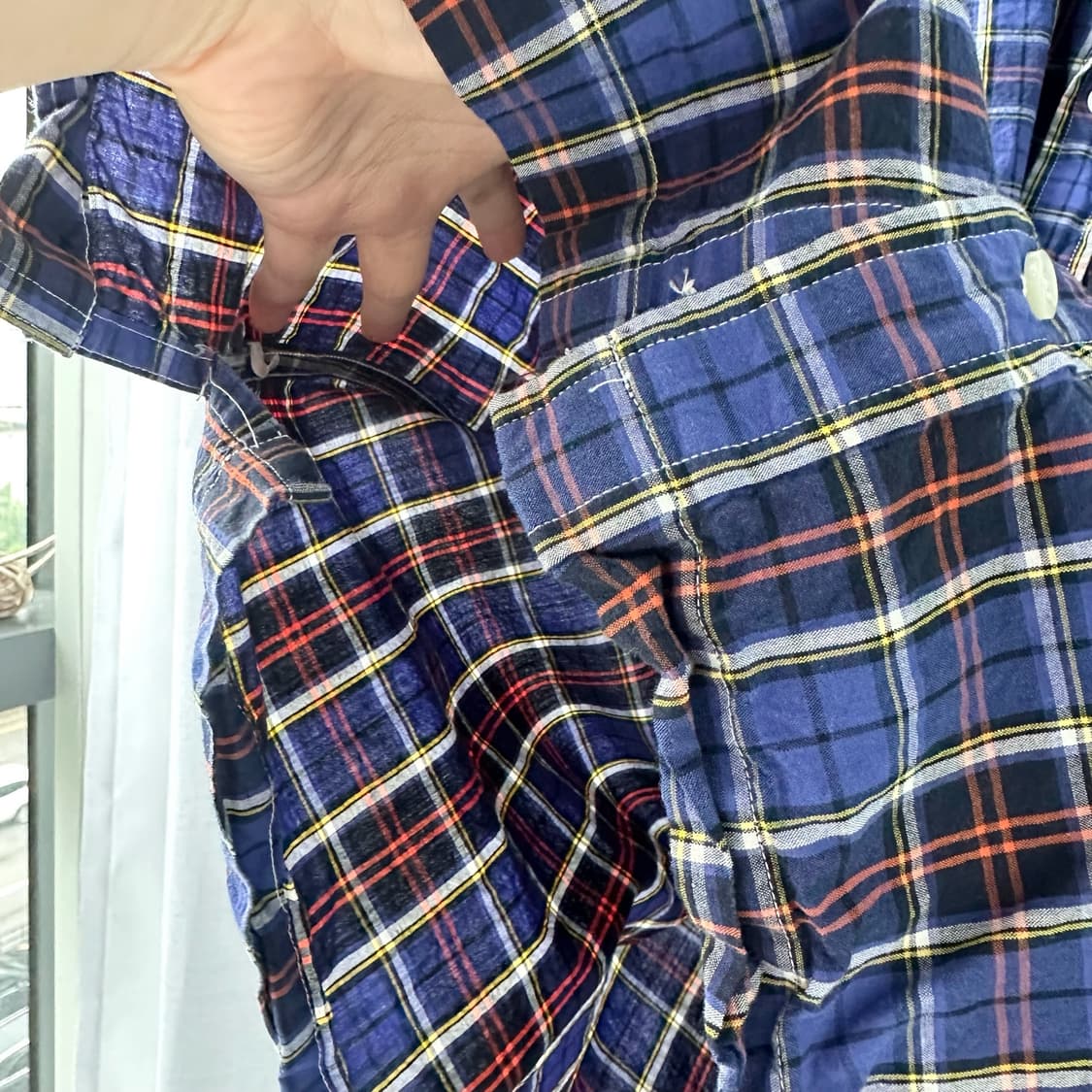 폴로 랄프로렌 마드라스 체크 포켓 자수 반팔 셔츠 블루 XL 상품이미지6