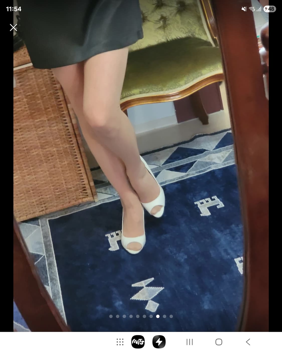 백화점구입 수제화 더슈 에나멜 화이트 토오픈 하이힐 펌프스  상품이미지8