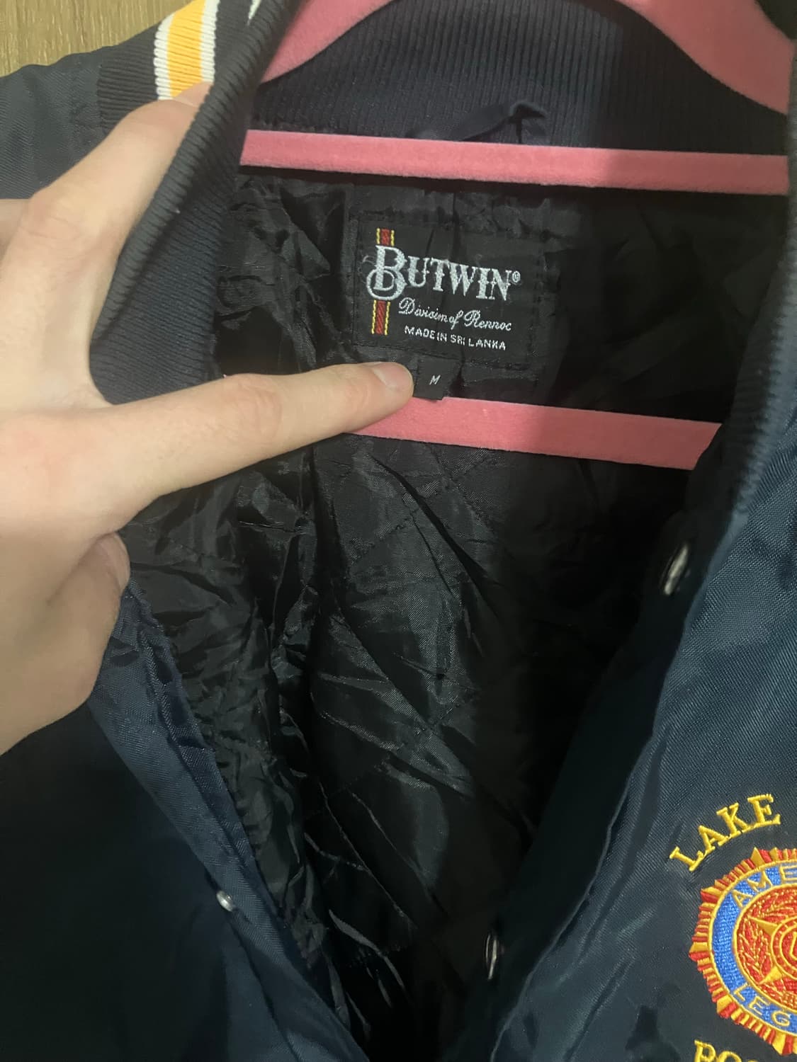 빈티지 BUTWIN 바시티자켓 USA 단체자켓 크롭핏 네이비 상품이미지2