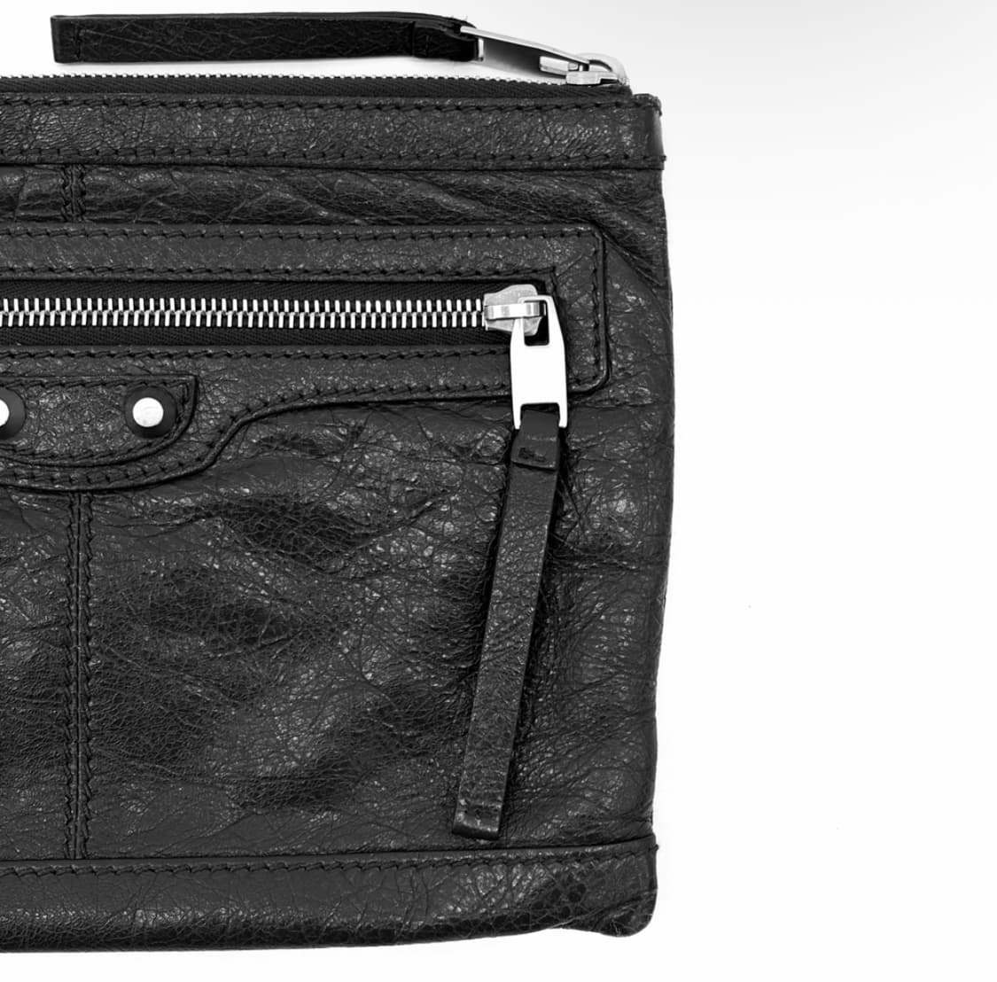 [S] 발렌시아가 모터 시티 클래식 클립 레더 클러치 파우치 스몰 블랙 상품이미지4