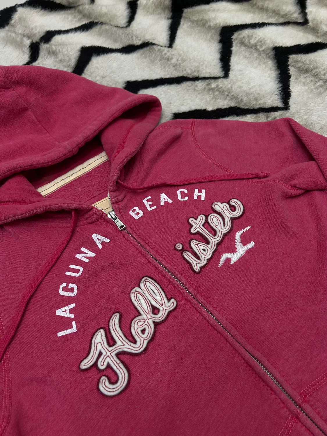 [L]홀리스터 스펠아웃 후드집업/핑크/기모 상품이미지1