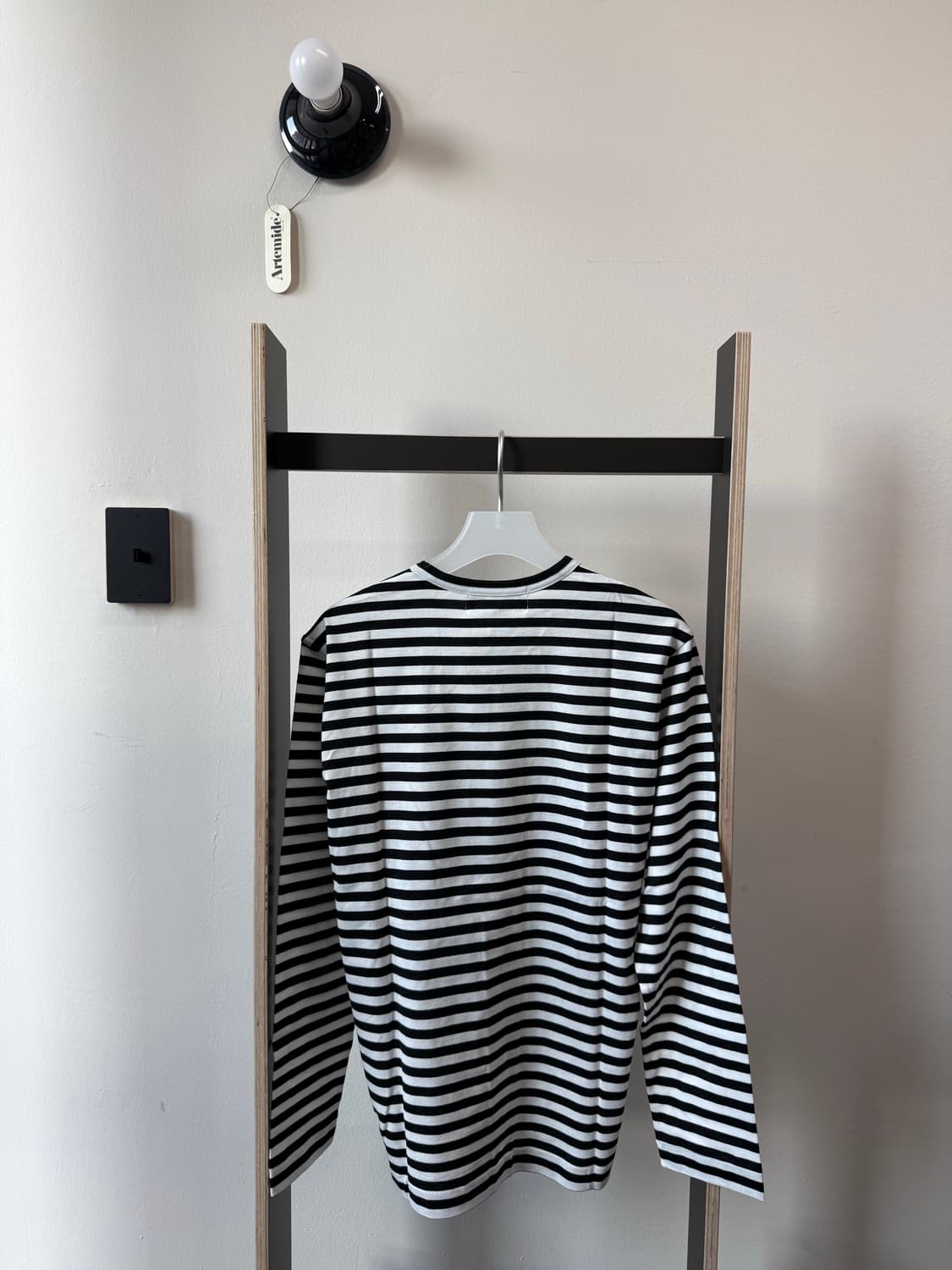 꼼데가르송 CDG 로고 스트라이프 롱슬리브 티셔츠 블랙 상품이미지3