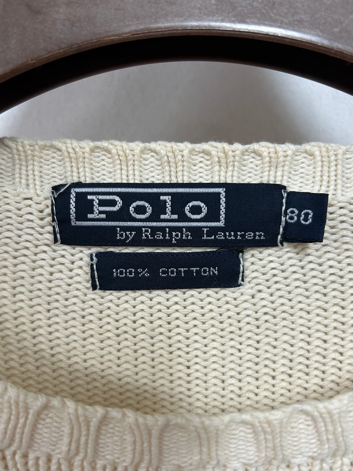 90s 폴로 랄프로렌 포니로고 아이보리 코튼 니트 상품이미지5