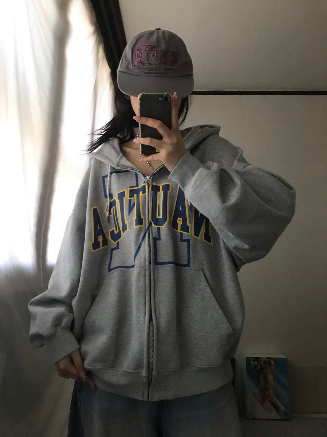 노티카 그레이 오버핏 후드집업 상품이미지5