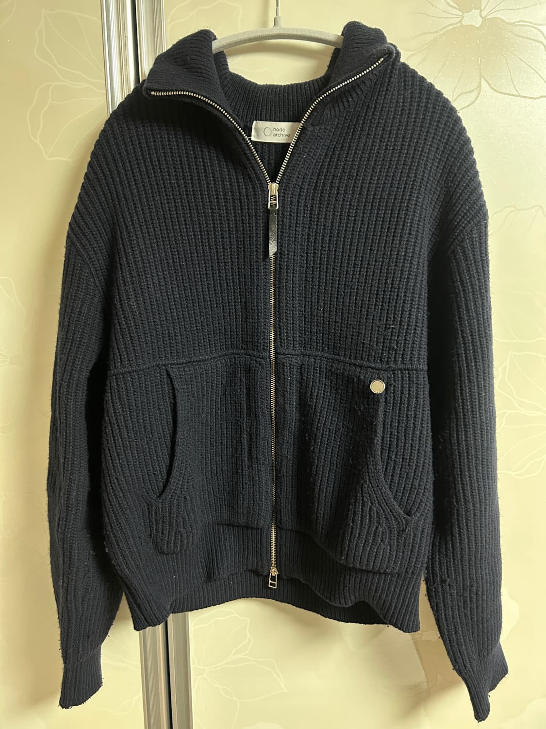 하이넥 울 집업 니트 (딥 네이비) 상품이미지1