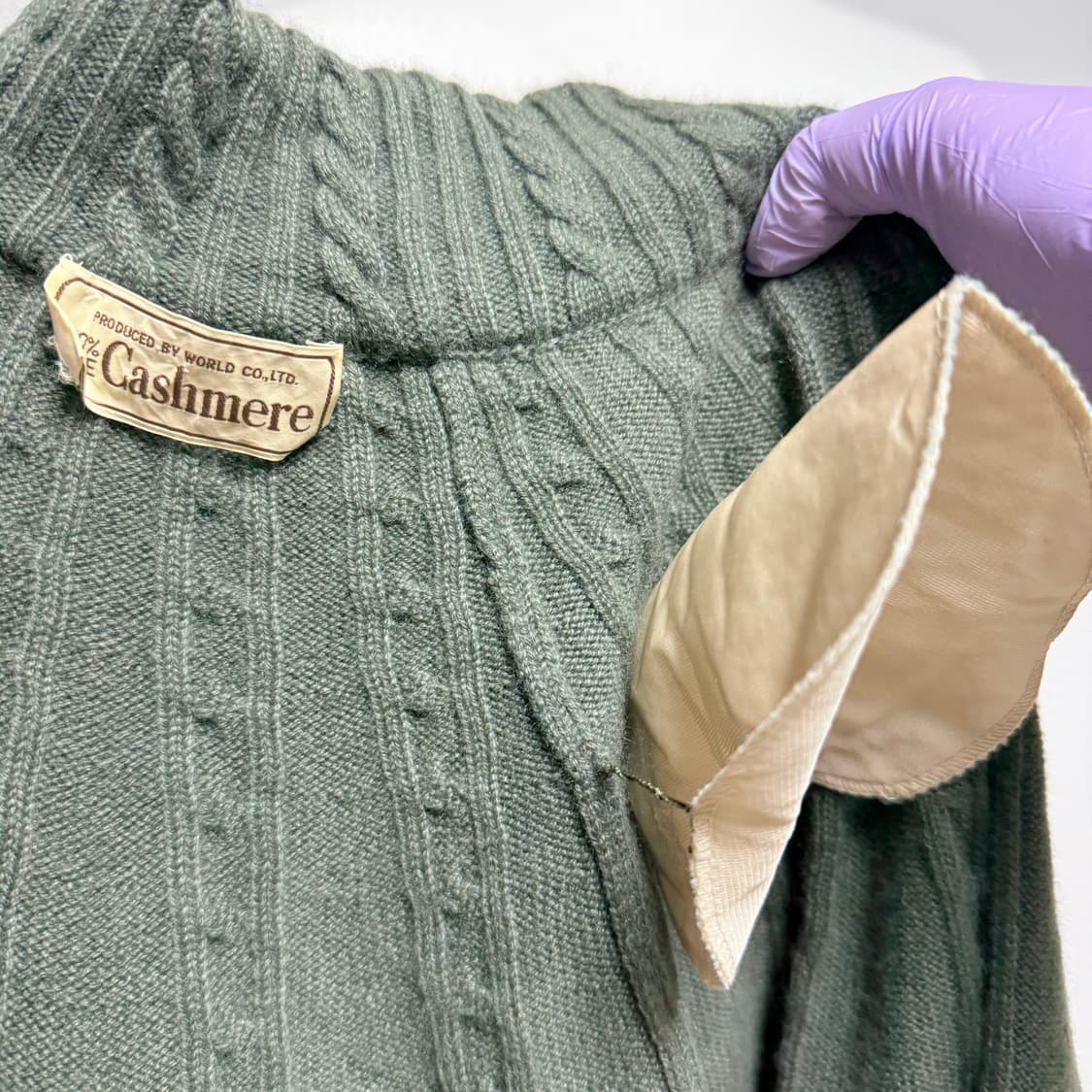 [캐시미어 100%] 딥 카키 하프넥 반폴라 롱 원피스 상품이미지6