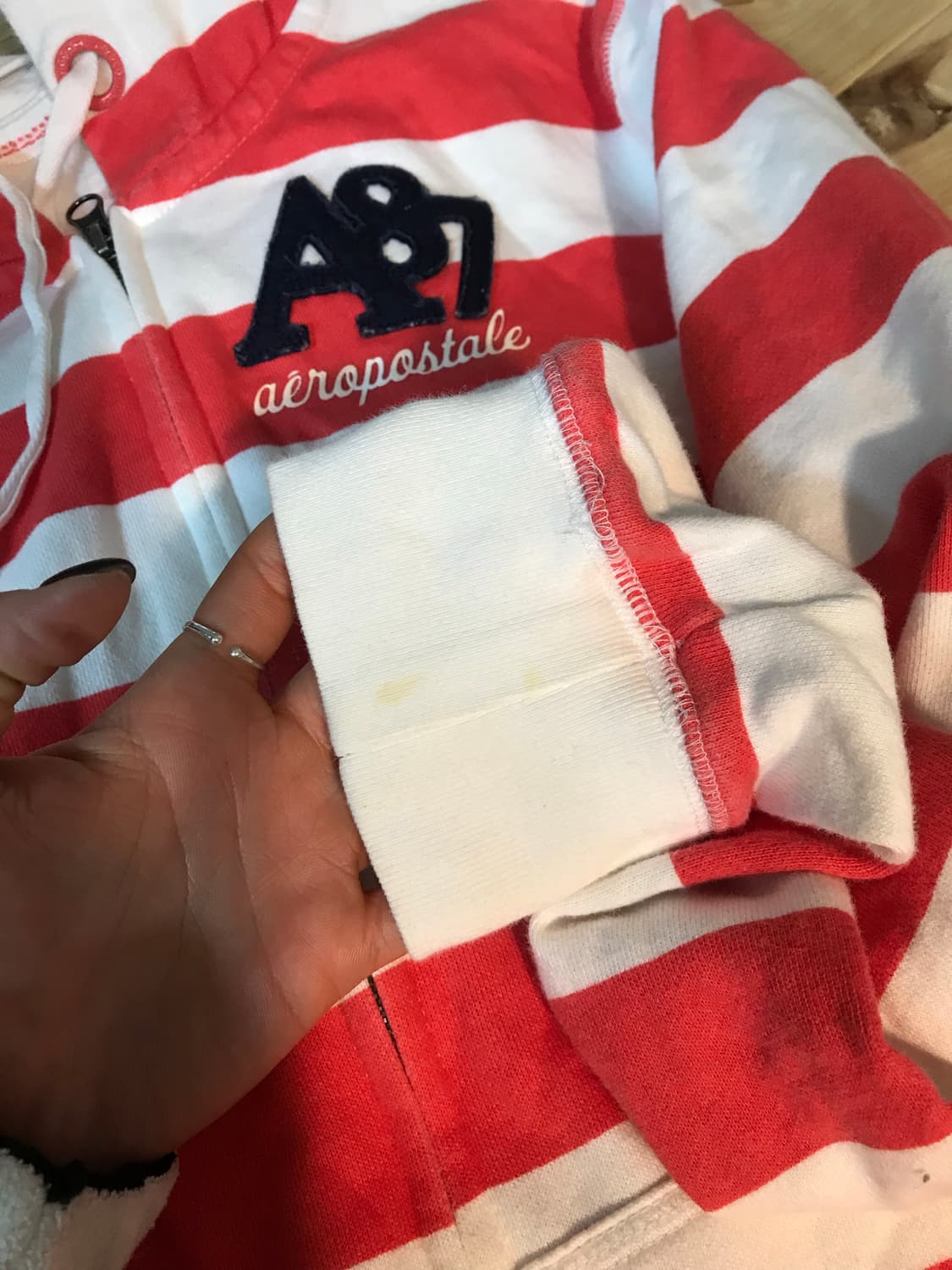 AEROPOSTALE 빈티지 여성 스트라이프 약기모 후드집업  상품이미지7