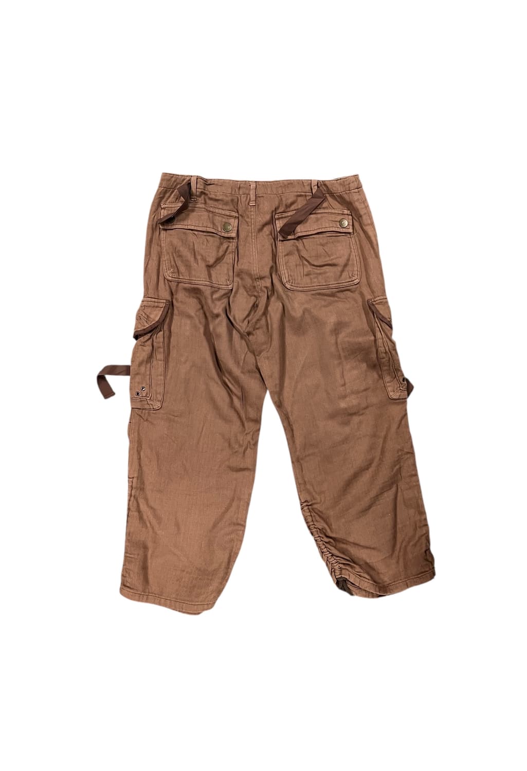 P057 a.v.v 브라운 포켓디테일 카고 7부 바지 상품이미지1