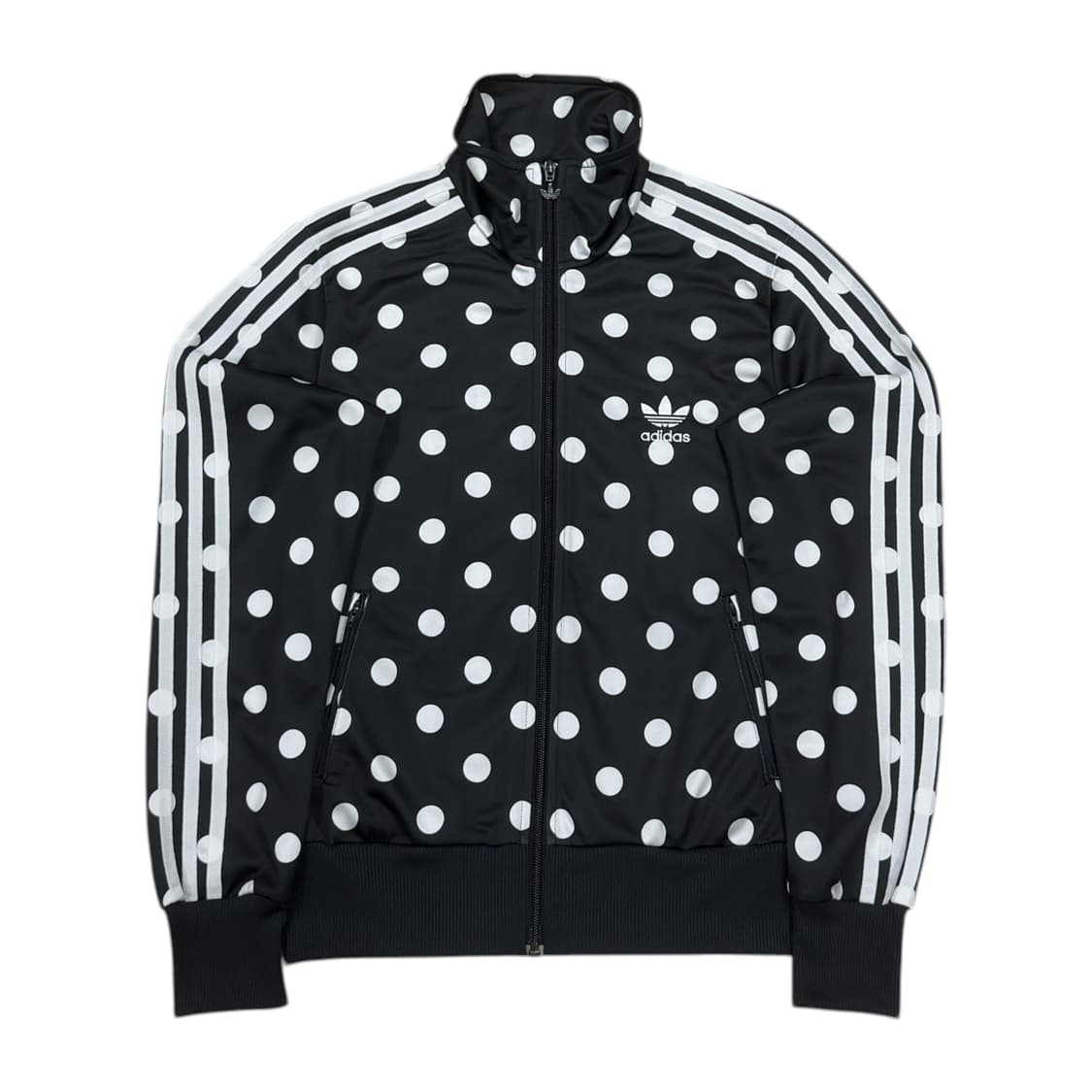 아디다스 빈티지 파이어버드 빅로고 도트 땡땡이 패턴 트랙탑져지 자켓 블랙 상품이미지1