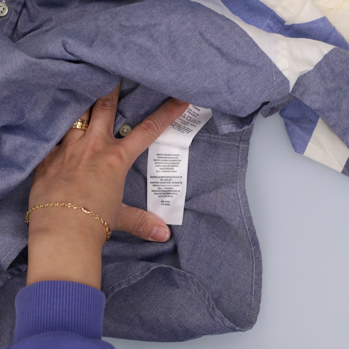 L 폴로 슬림핏 배색 셔츠 0310H1 상품이미지7