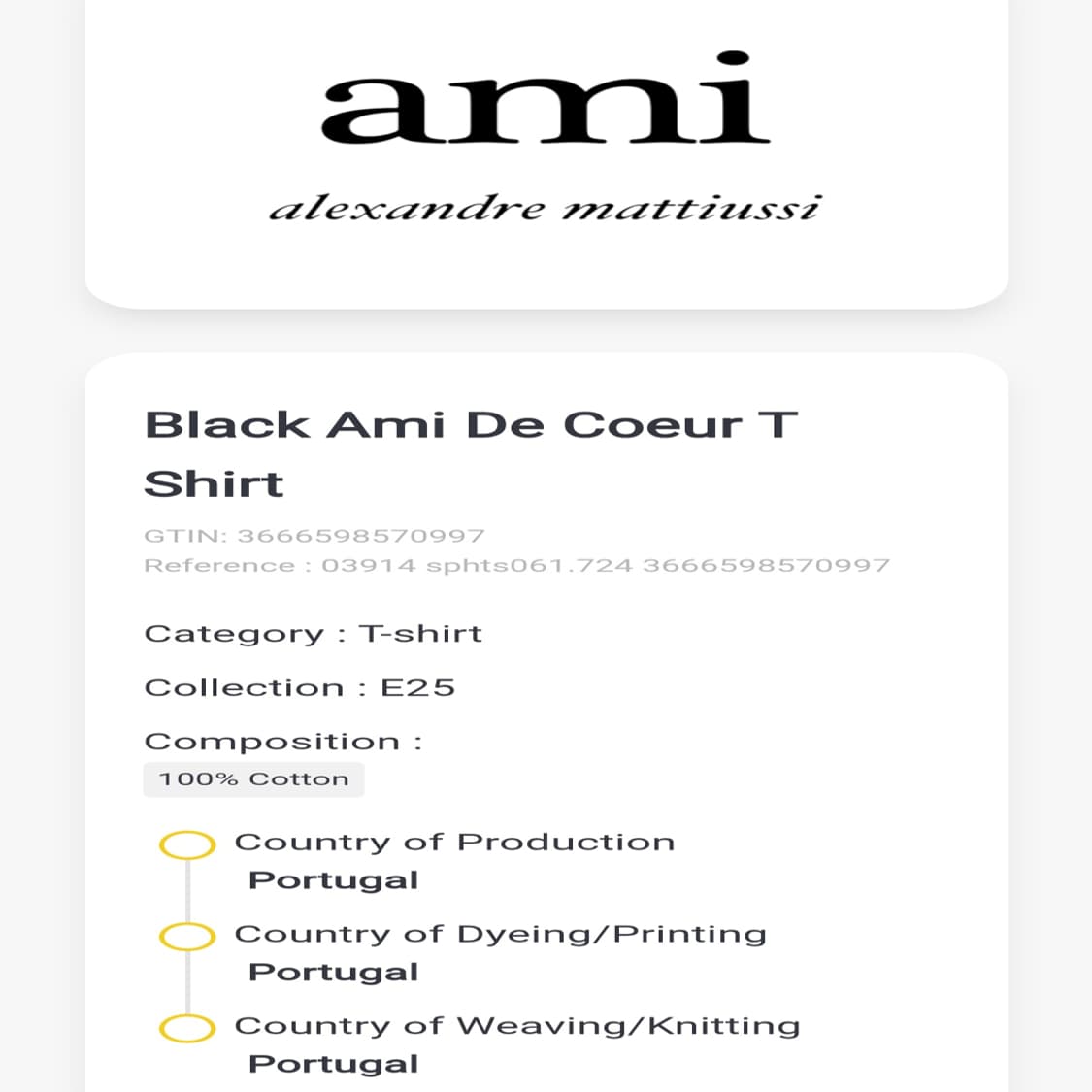 CK120 L 아미 포르투갈판 QR 정품 인증 화이트 반팔 티셔츠 상품이미지8