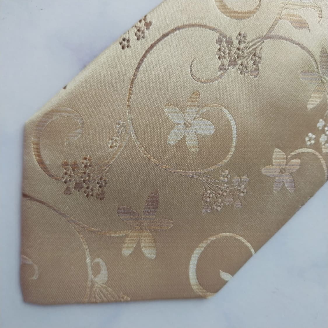 에르메네질도 제냐 골드 플라워 자수 넥타이 9.3cm A+등급 K2568 상품이미지6