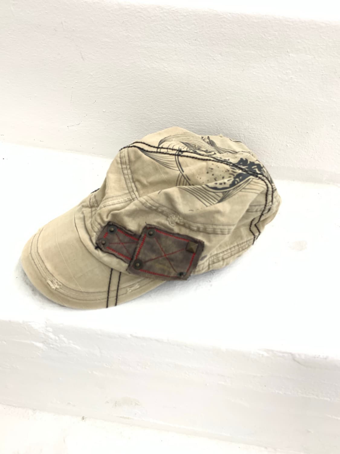 Y2K mood skull stud patch cap   상품이미지4