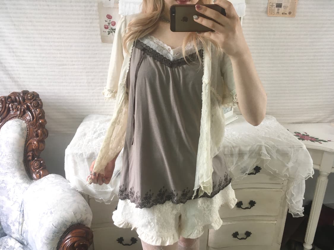 Set)액시즈팜 레이스 볼레로 가디건 + 앤틱 레이스 나시 상품이미지4