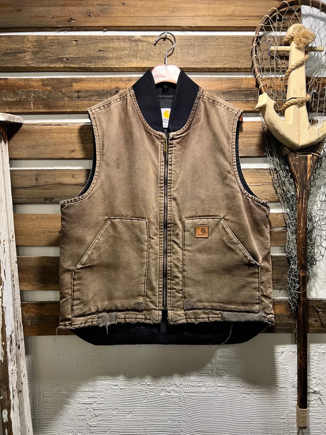 [L]칼하트 USA 빈티지 워싱 다크브라운 워크 베스트 상품이미지1