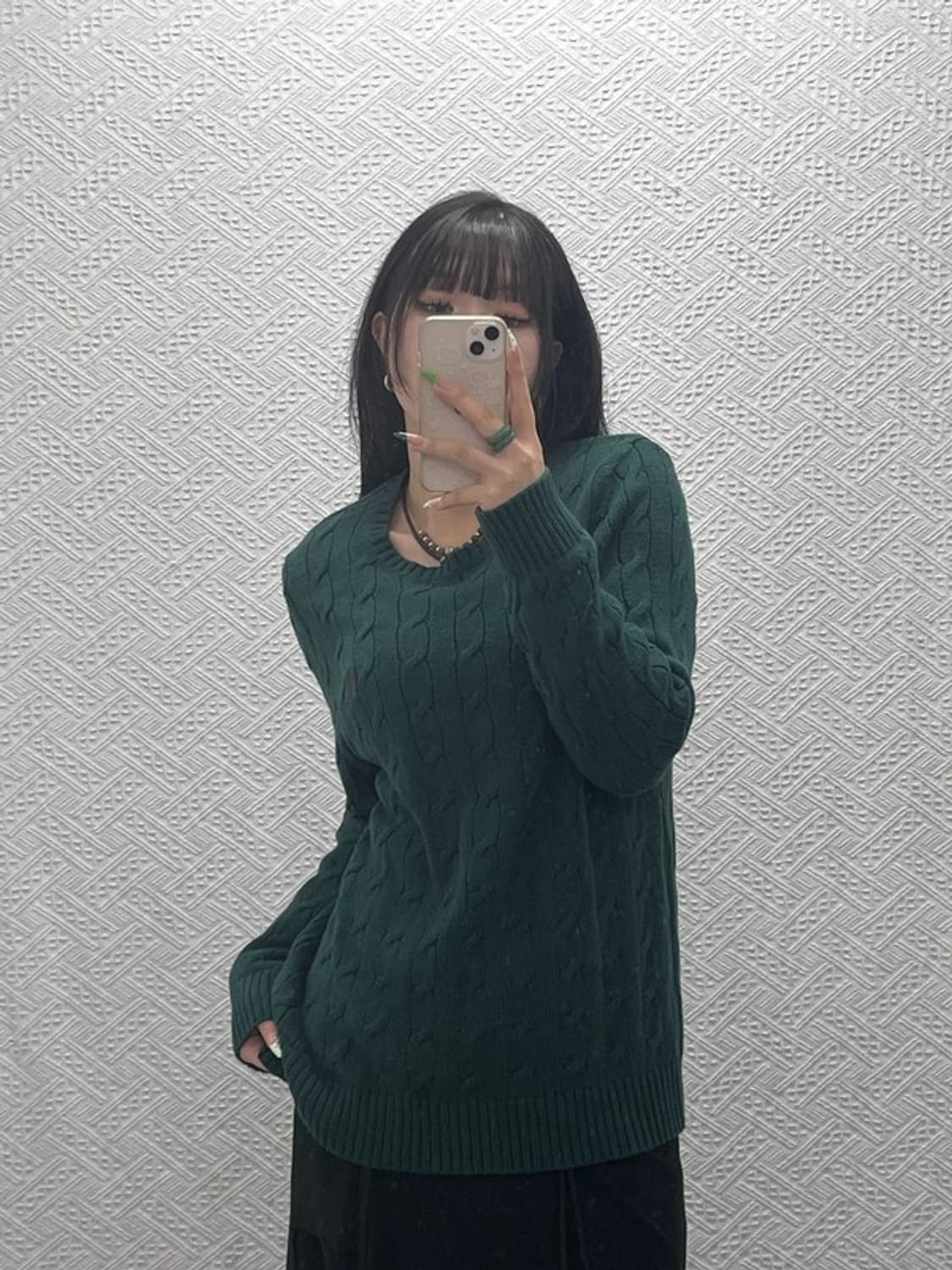 폴로 랄프로렌 빈티지 딥그린 꽈배기 케이블 니트 M C09169 상품이미지2