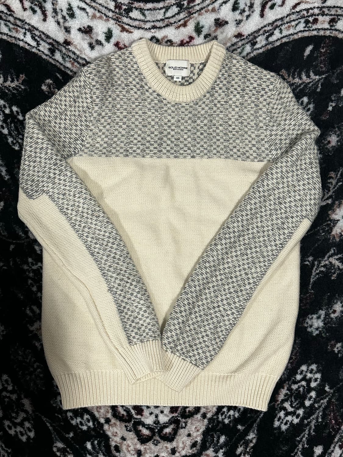 솔리드옴므 우영미 배색 니트 105 상품이미지1