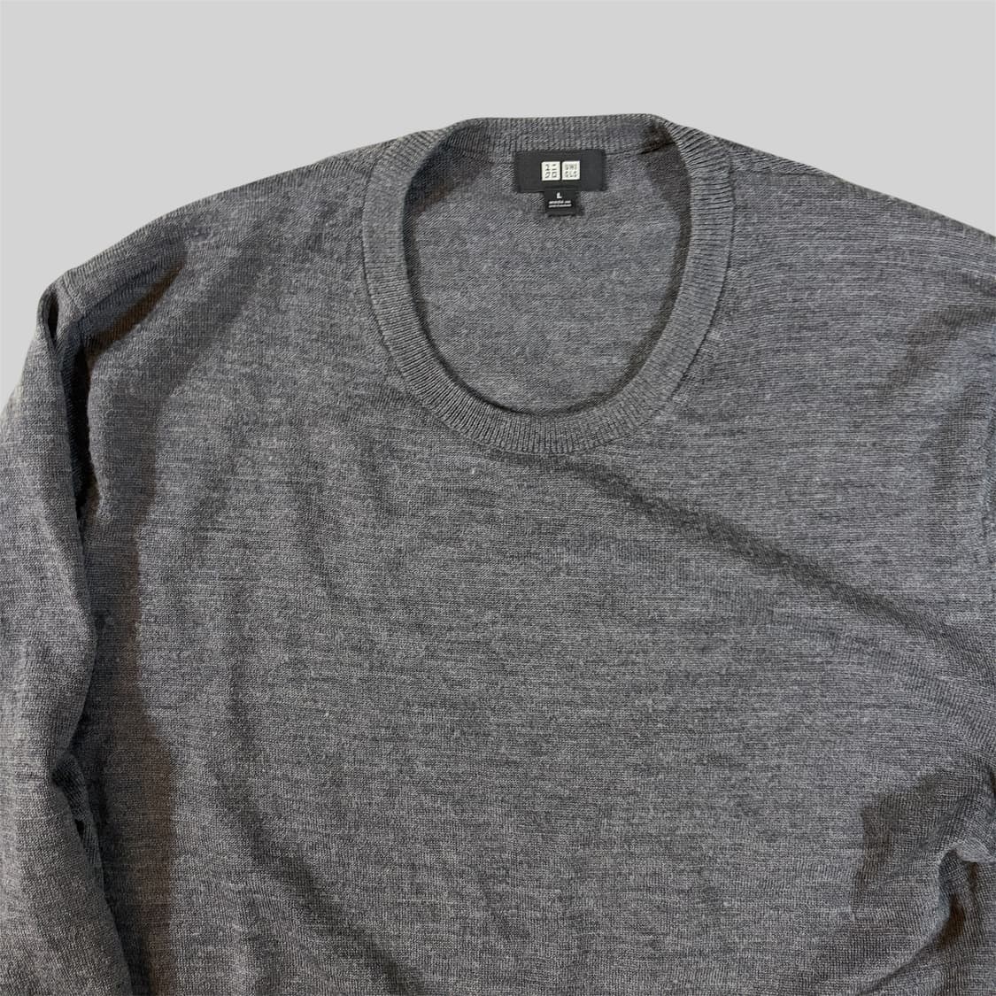 유니클로 메리노 크루넥 스웨터 그레이 L 상품이미지2