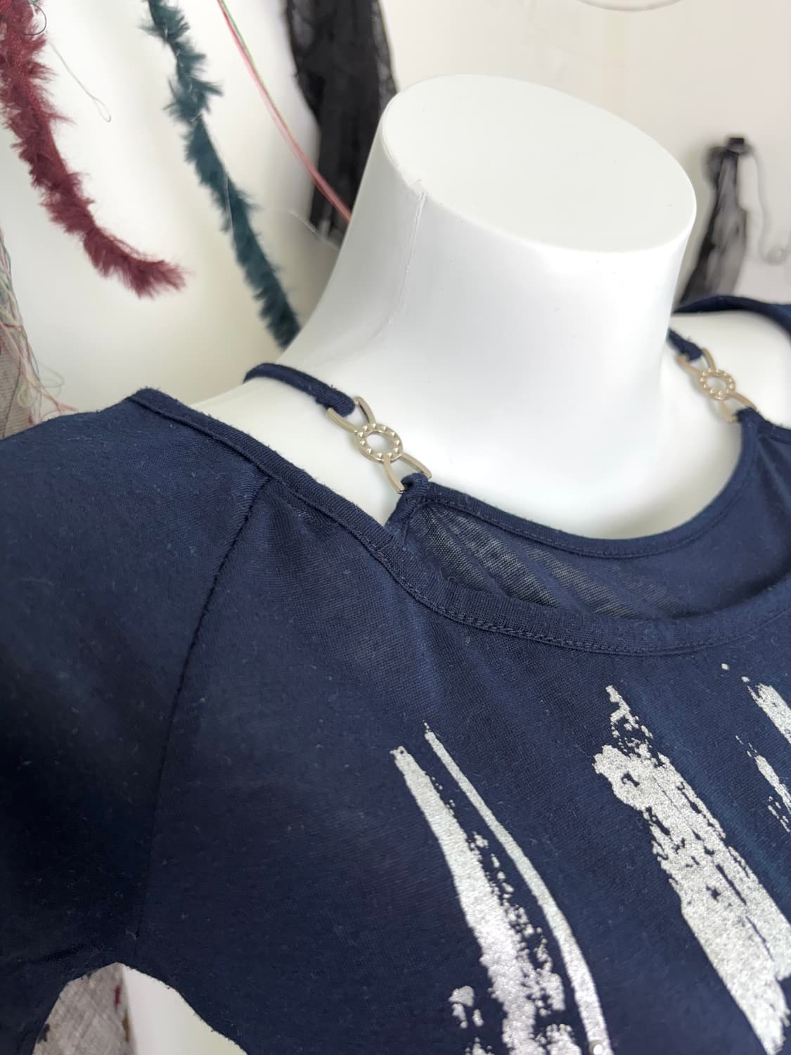 Y2k 블루 더스크 프린팅 티 상품이미지6