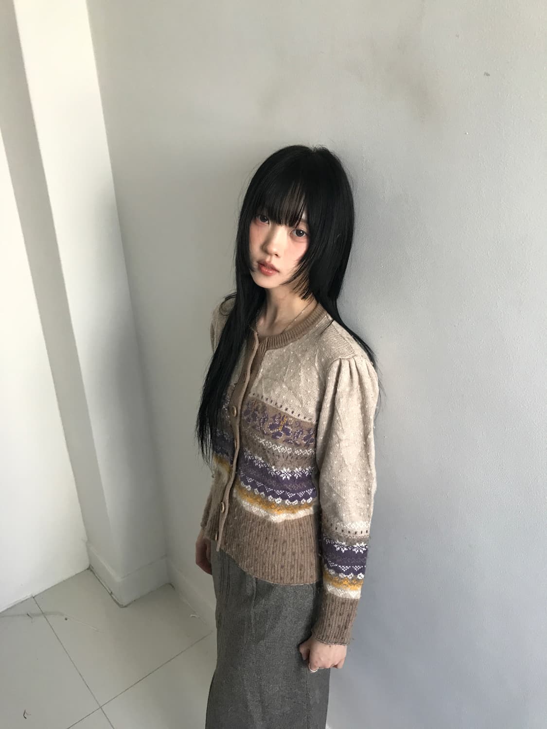 (Vintage)Vintage pattern knit cardigan 상품이미지1