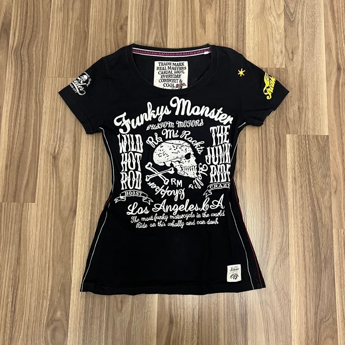 스컬 해골 자수 반팔 펑크 상품이미지1