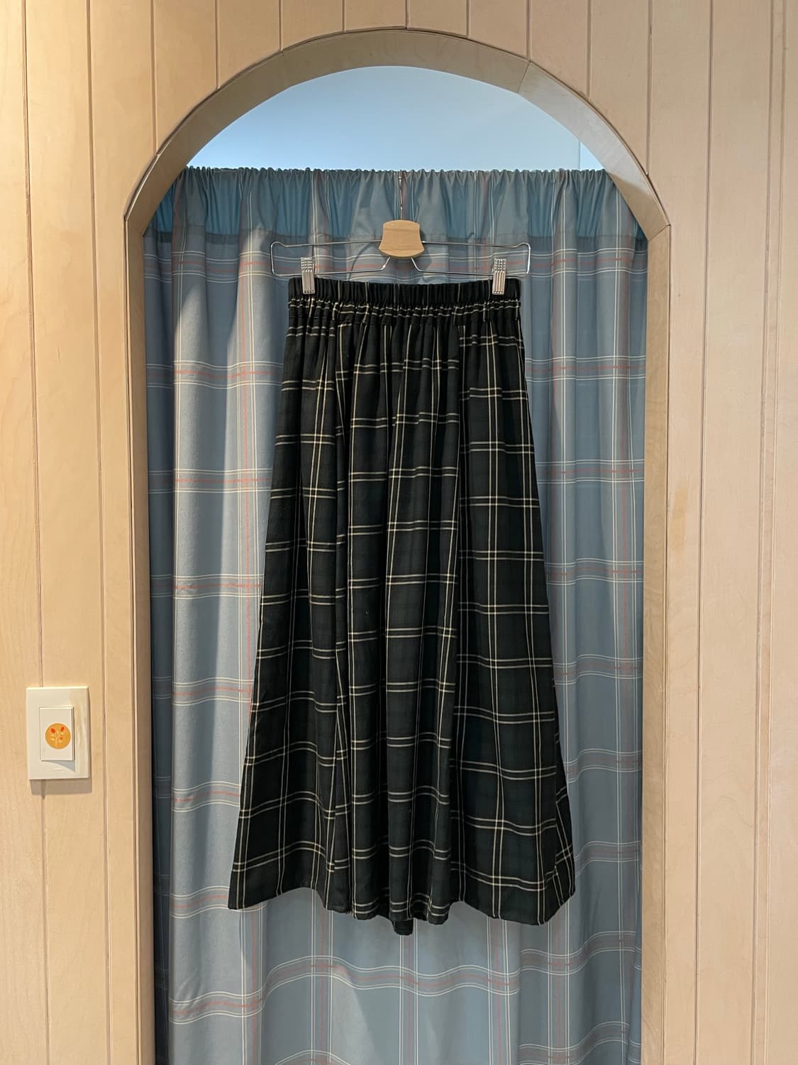 일본빈티지 체크 롱스커트 상품이미지5