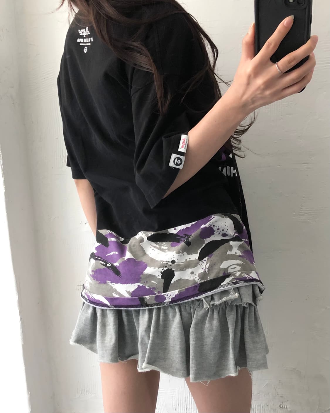 AAPE by A BATHING APE 에이프 프린팅 블랙컬러 티셔츠 상품이미지3