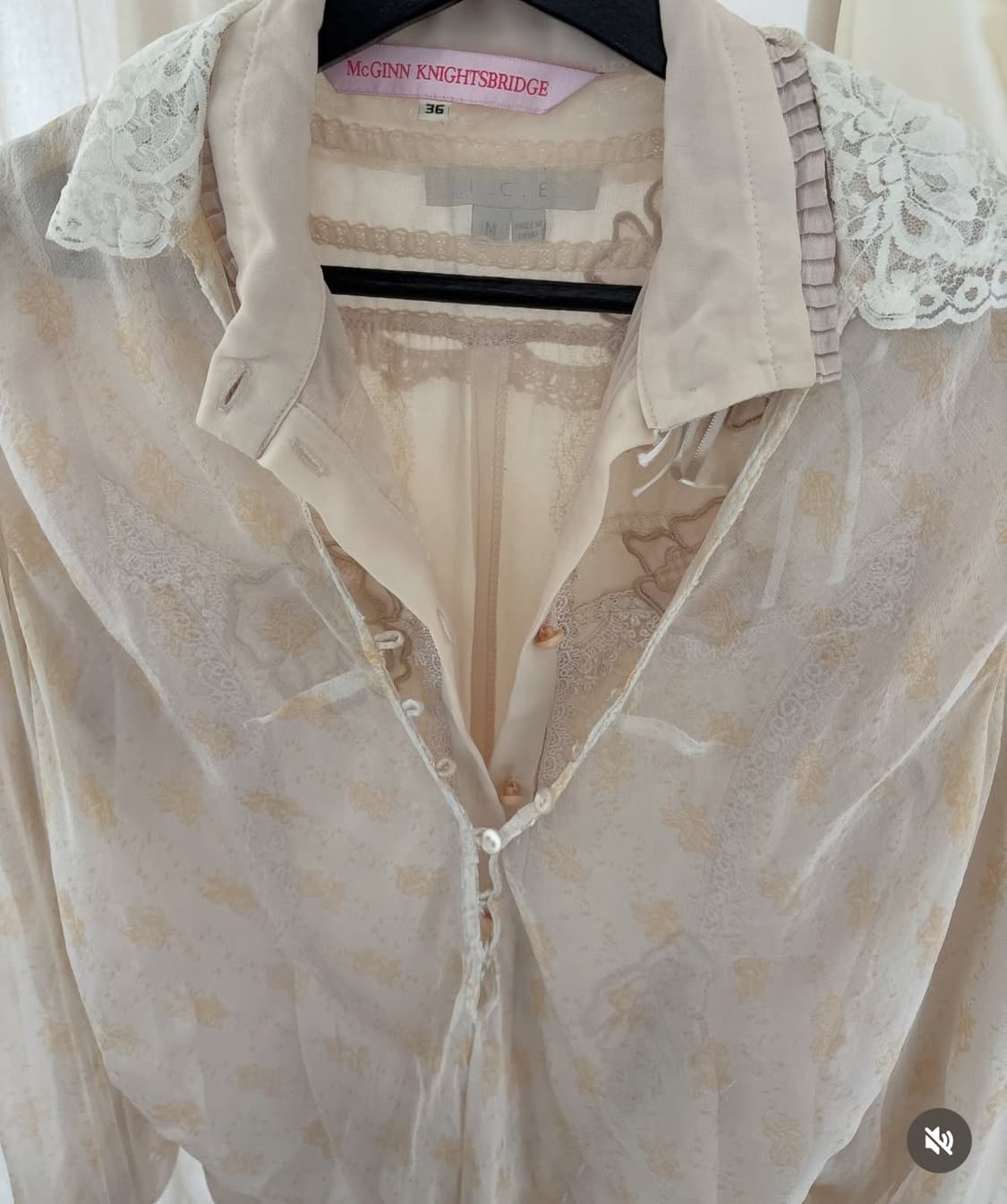 Oree 오르에 빈티지 쉬어 플라워 레이스 블라우스 vintage 상품이미지4