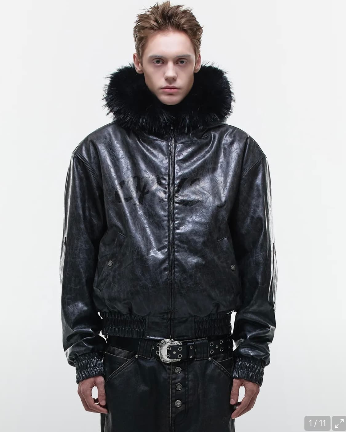 Op. 00 OP-USA HOODED LEATHER BOMBER BLAC 상품이미지3