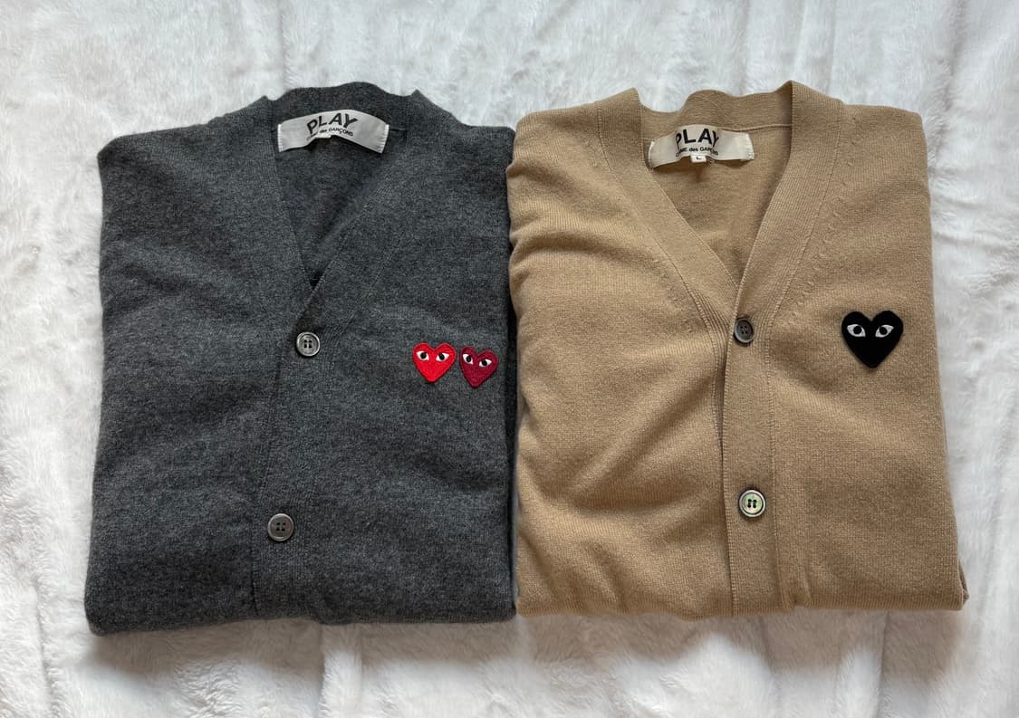 꼼데가르송 플레이 하트 가디건 차콜,베이지 / XL,L 상품이미지1