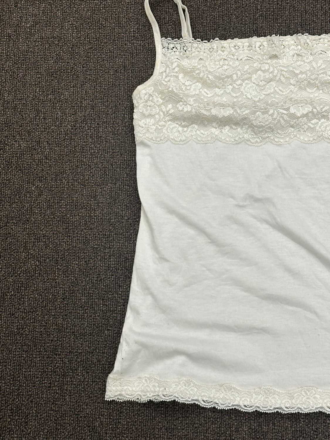 M)Japanese vintage 여성 레이스 디테일 화이트 슬리브리스 상품이미지4