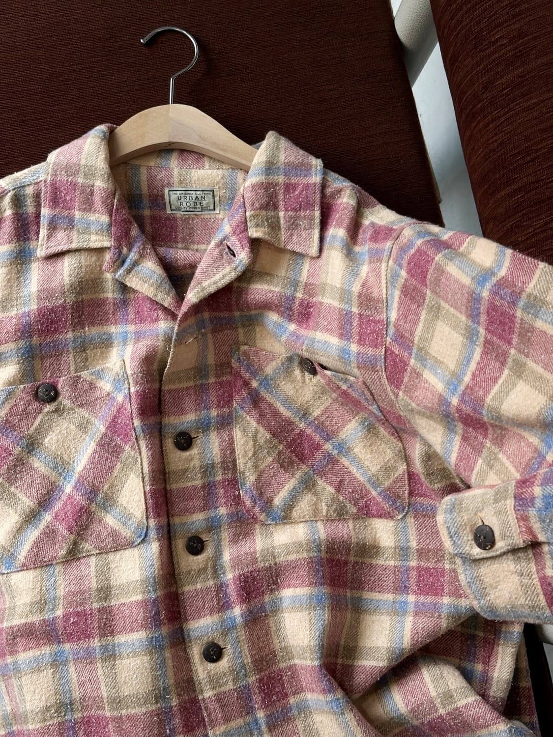 Cotton woven nel check wide shirt 상품이미지10