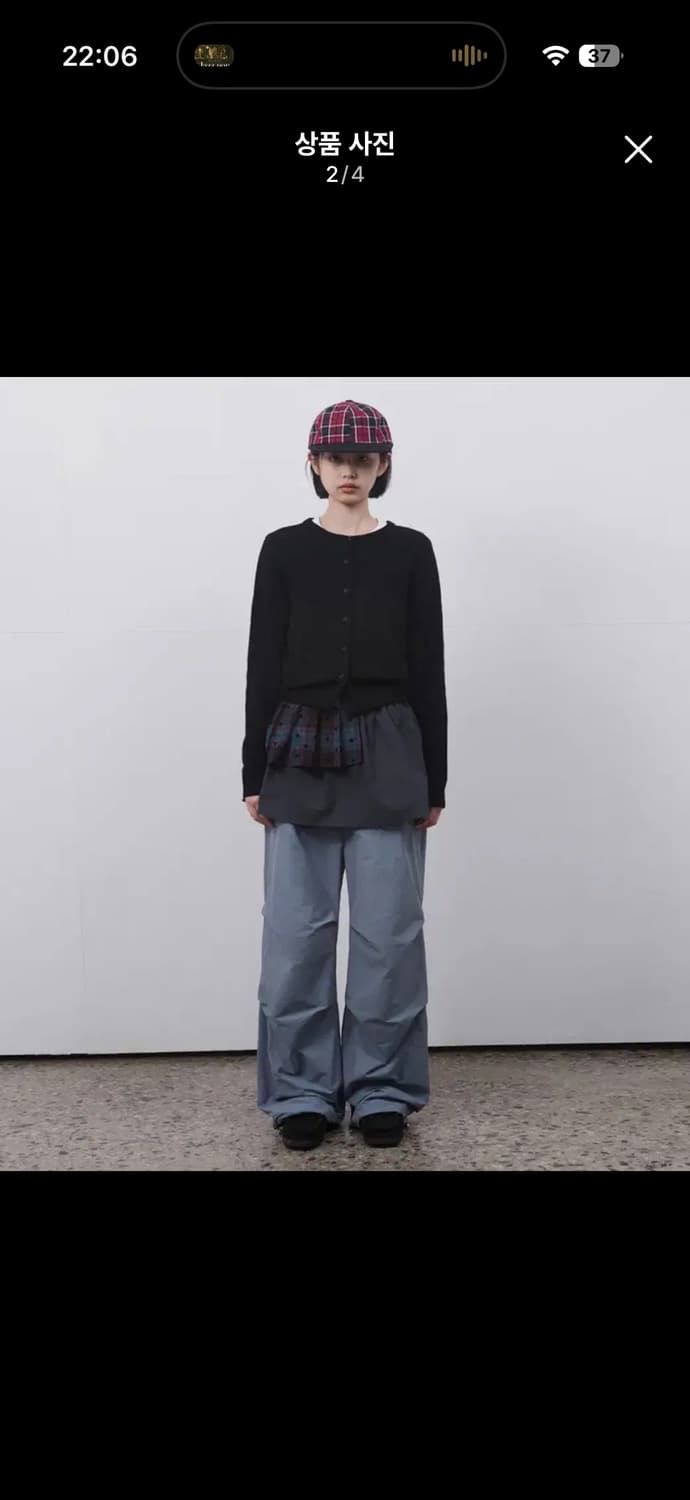 오헤시오 체크 투웨이 레이어드 스커트 퍼플 차콜 상품이미지2