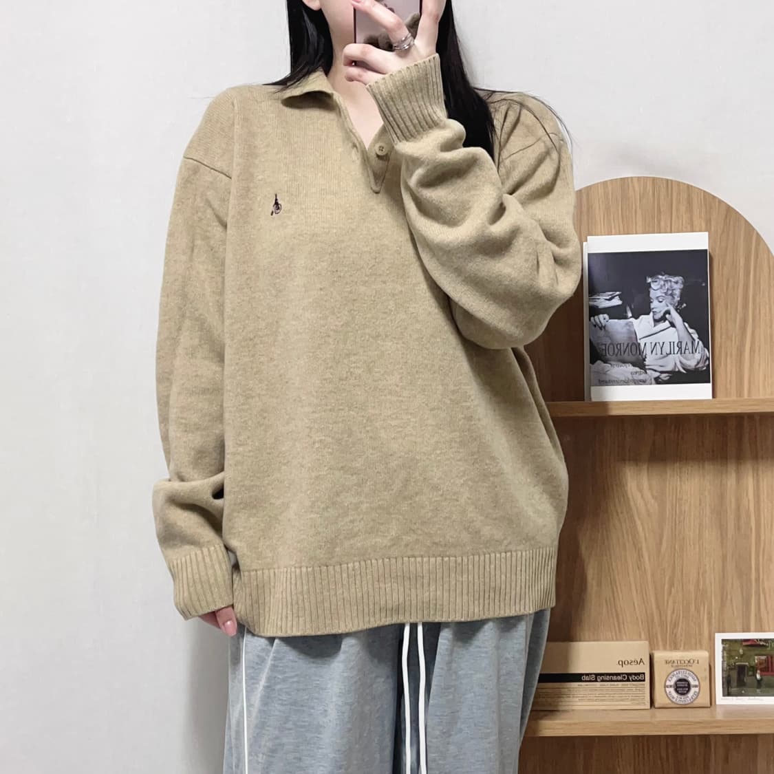 [정품] 빈폴 베이지 울 카라니트 [ 100 ] 상품이미지3