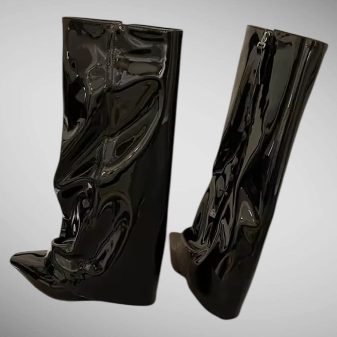 [240] 유광 에나멜 블랙 롱부츠 웨지힐 상품이미지5