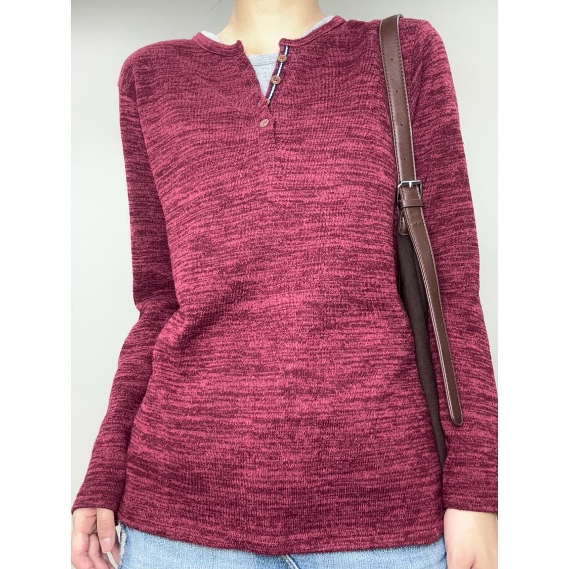 빈티지 락시크 버건디 헨리넥 롱슬리브 y2k 상품이미지1