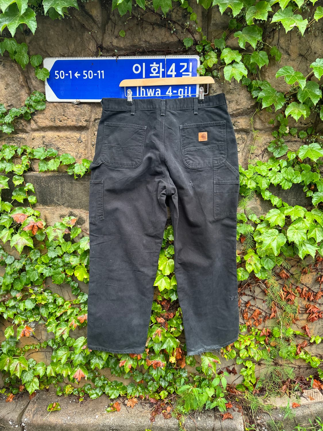칼하트 b11 블랙 빈티지 카펜터 싱글니 페이딩 워크 팬츠 36/30 상품이미지2
