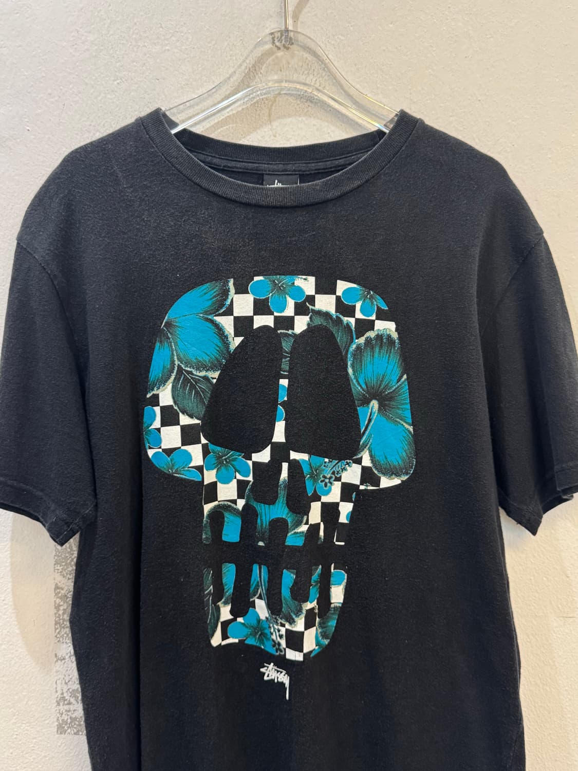 Stüssy skull flower black T-shirt  상품이미지3