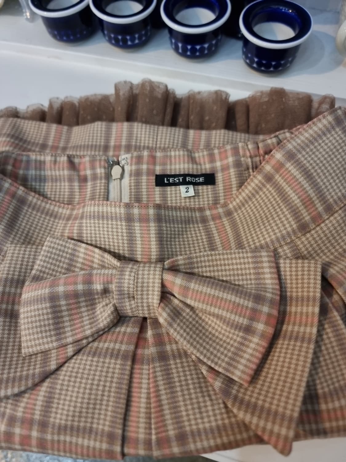 L EST ROSE 리본 체크 튜튜 스커트 상품이미지5