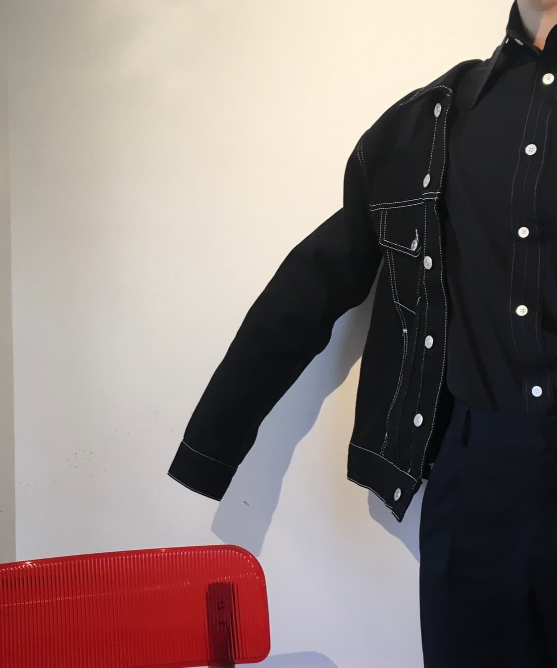 [M] 산드로 스티치 자켓 블랙 상품이미지1