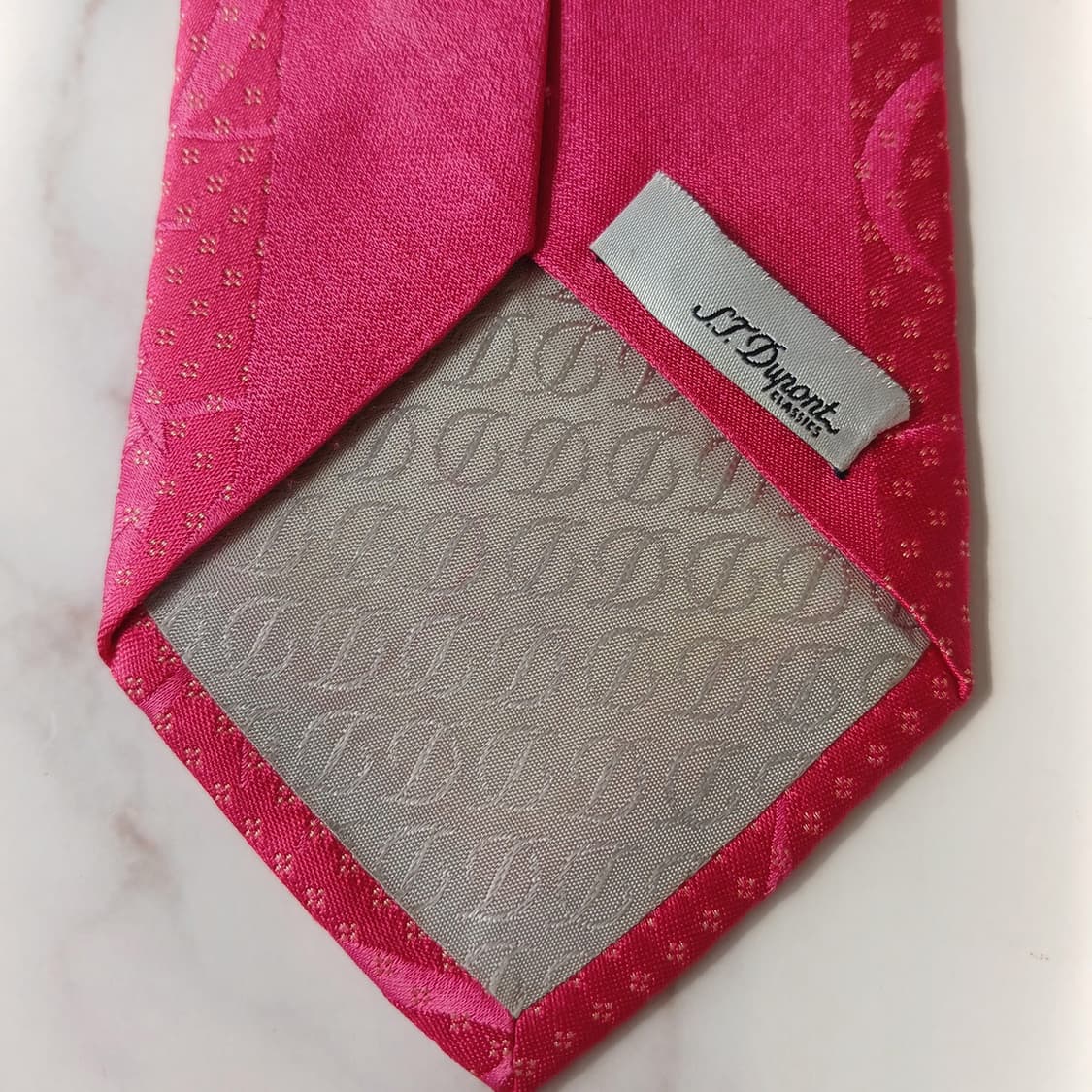 에스.티. 듀퐁 실크 핑크 로고 패턴 넥타이 8.7cm A+등급 E833 상품이미지10