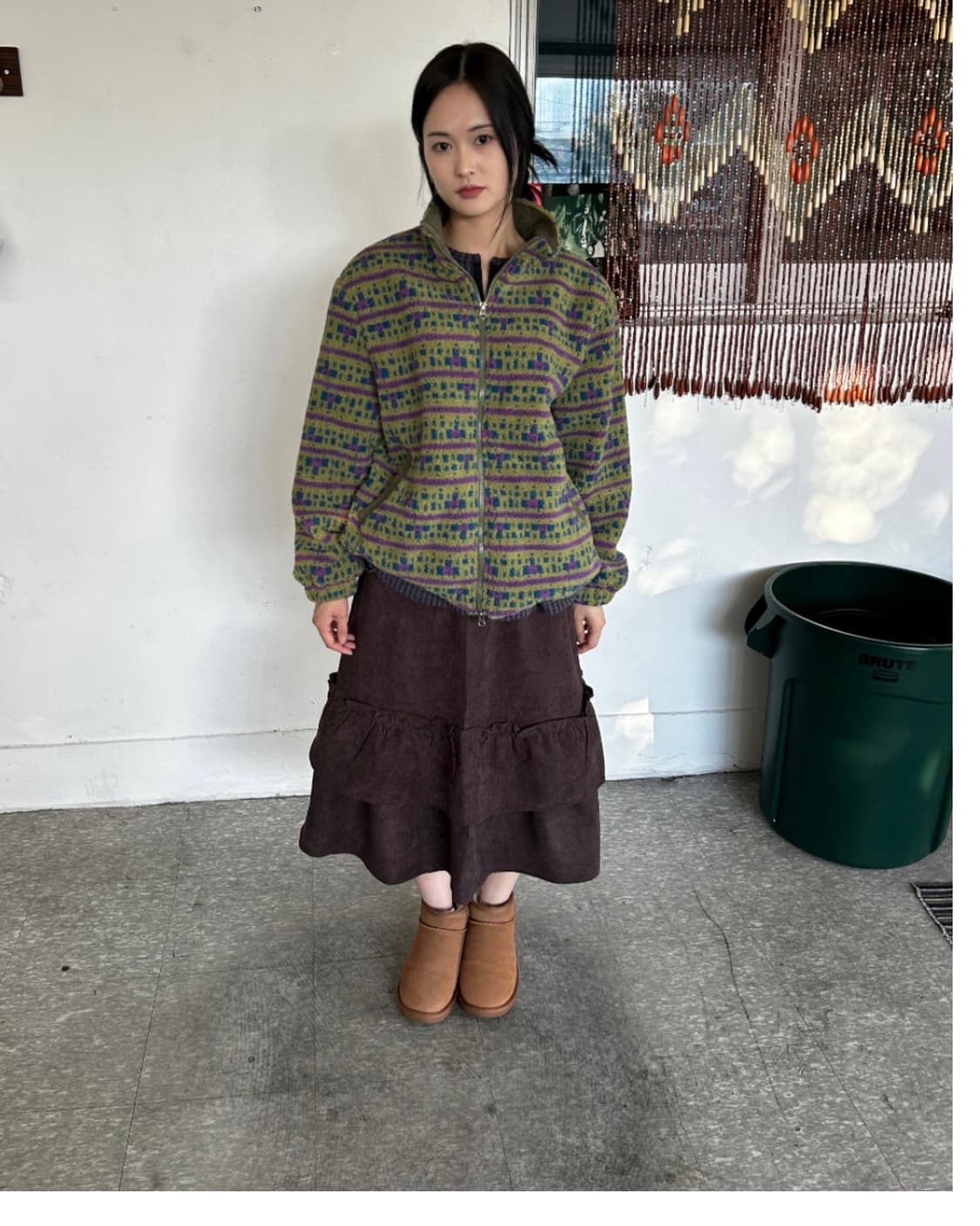 가든페이지 빈티지 패턴 플리스 집업 자켓 mist bloom fleece 상품이미지4