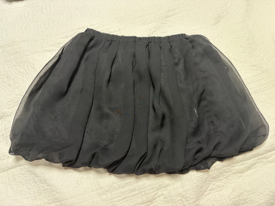 블랙 벌룬핏 시스루 스커트 상품이미지1