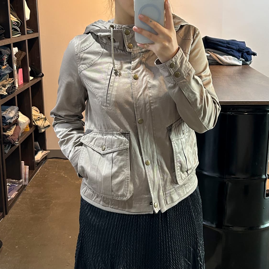 베이지 2way 후드 자켓 상품이미지7