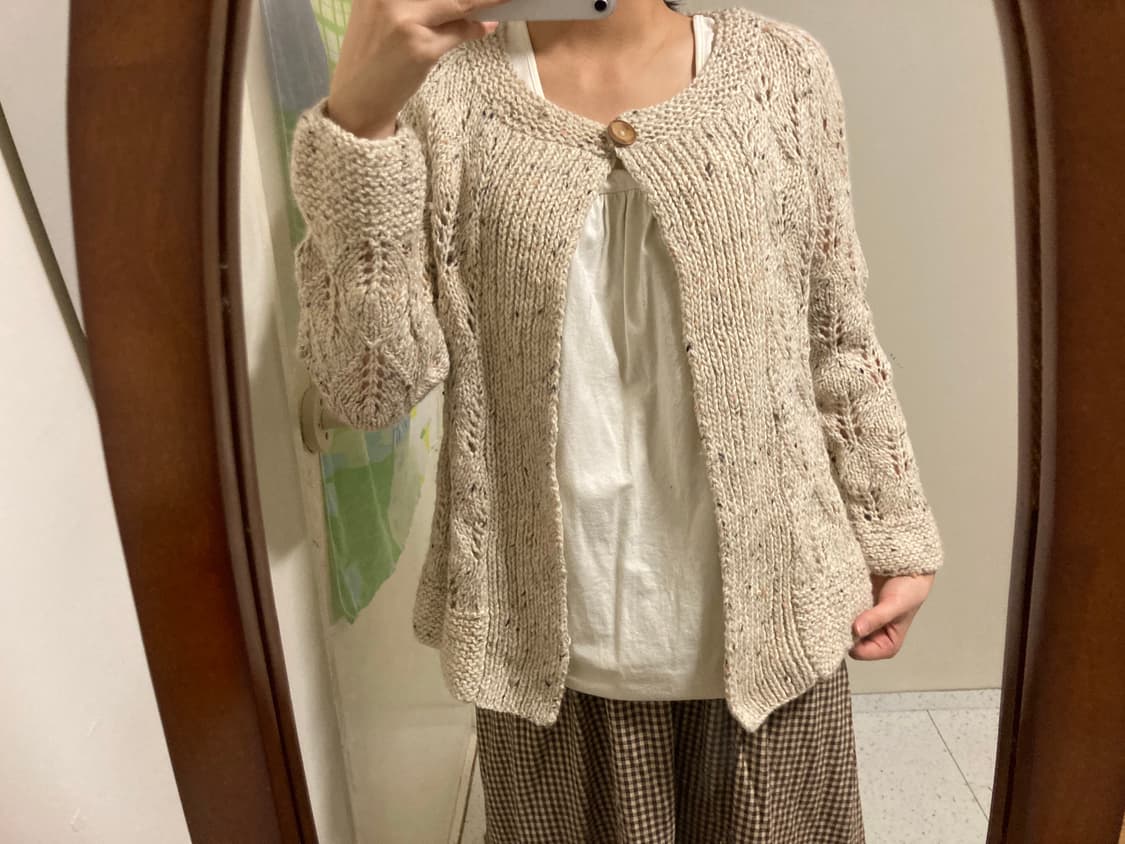 원단추 오트밀 가디건 상품이미지5